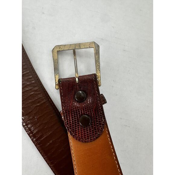 Nocona Mens Belt Size 46 Leather western Rodeo Brown Brass Buckle - Picture 4 of 13